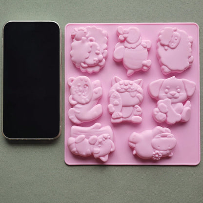 9 Styles Pink Animal Silicone Molds, Suitable For Plaster, Soap, Candle, Jewelry Making, DIY Crafts, Home Decor
