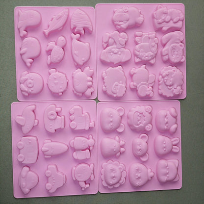 9 Styles Pink Animal Silicone Molds, Suitable For Plaster, Soap, Candle, Jewelry Making, DIY Crafts, Home Decor