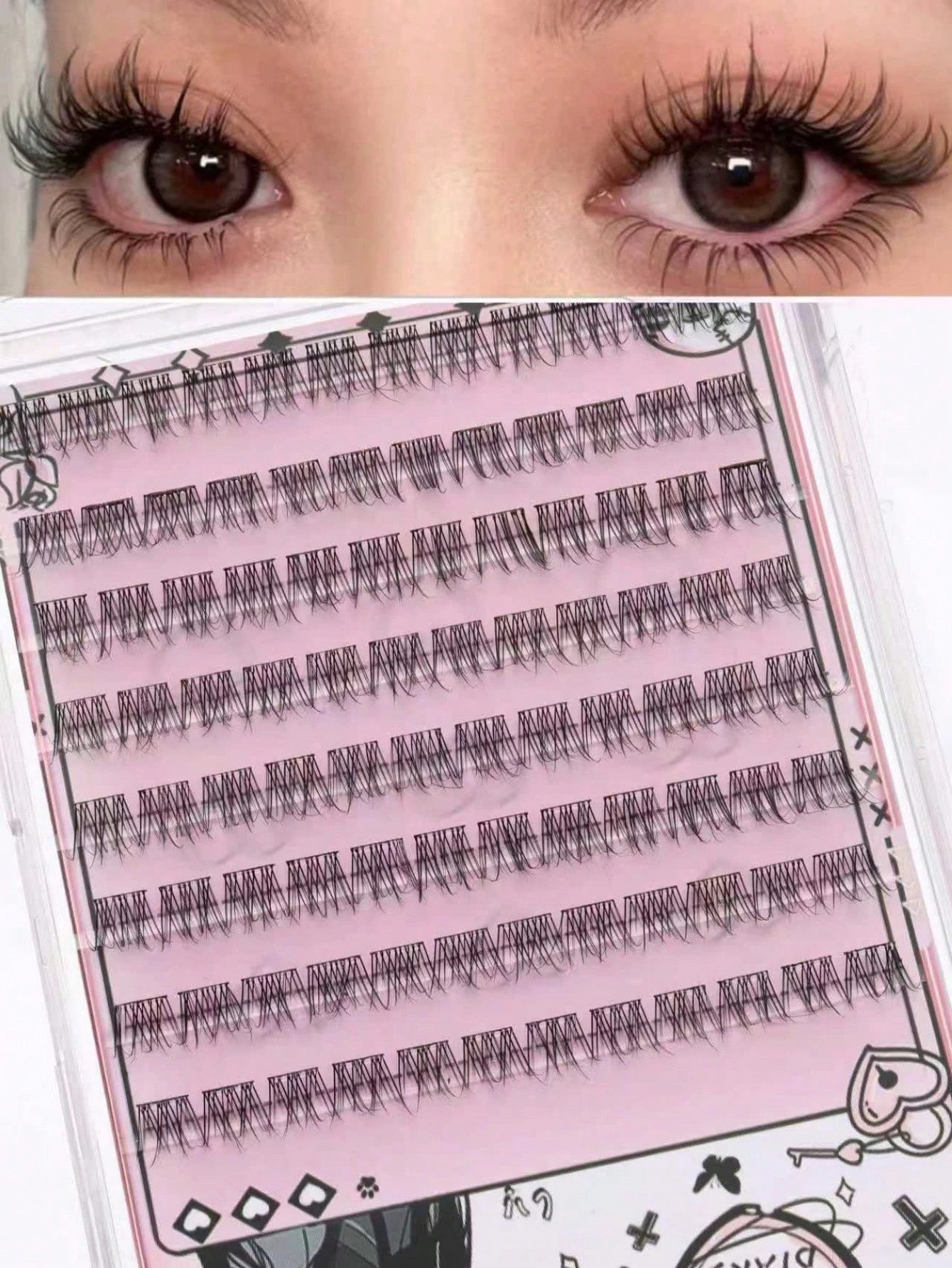 96pcs Self-Adhesive False Eyelashes- Transparent Lash Stems, Natural & Realistic, Fishscale Segmented False Lashes, C-Curl Flared Individual Lashes, Thick & Full, Suitable For Beginners, Lash Cluster