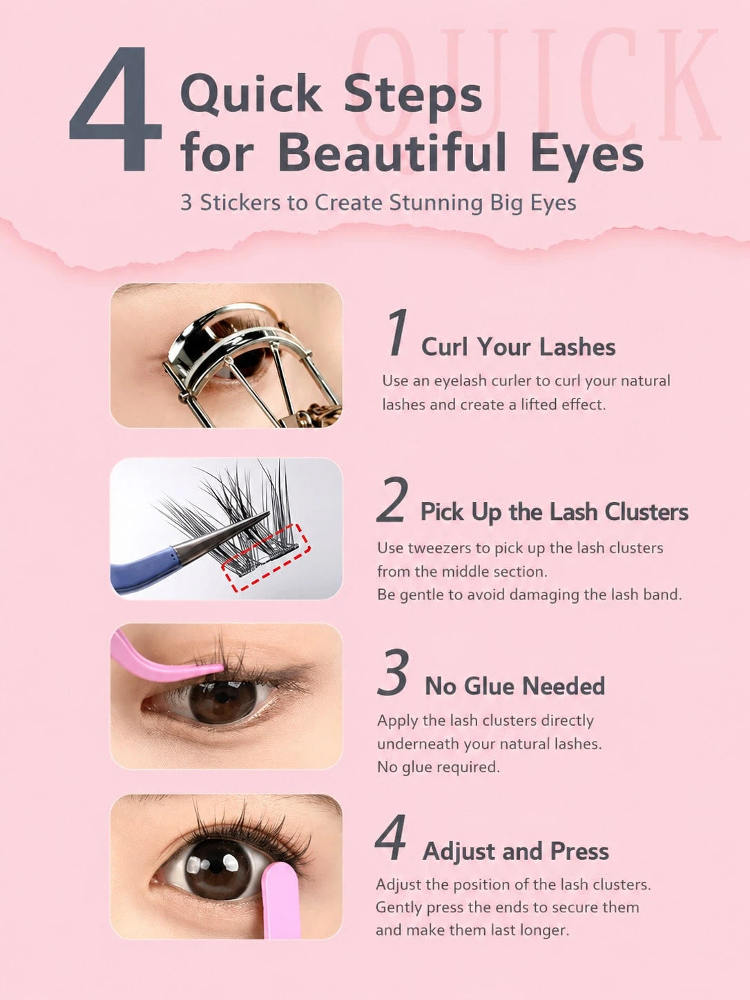 96pcs Self-Adhesive False Eyelashes- Transparent Lash Stems, Natural & Realistic, Fishscale Segmented False Lashes, C-Curl Flared Individual Lashes, Thick & Full, Suitable For Beginners, Lash Cluster