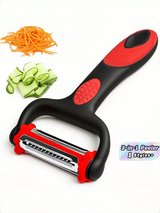 A Multifunctional Vegetable Peeler, Kitchen Slicer, And Peeler, 3-In-1 Blades With A Rotating Design And Shredding Function, Can Be Used To Peel Potatoes, Apples, Vegetables, Fruits, Potatoes, Carrots