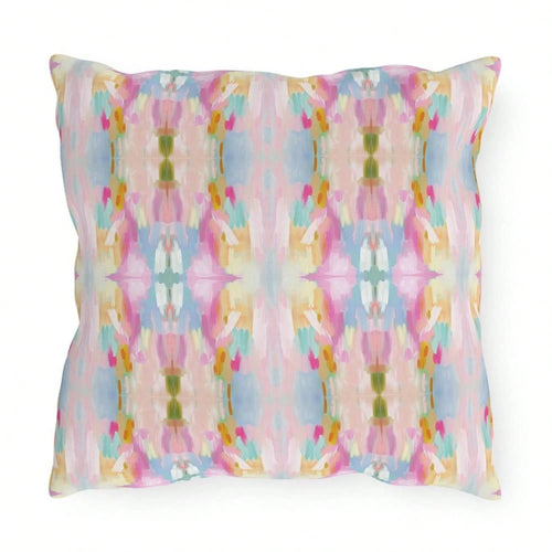 Abstract Art OUTDOOR Pillow Mirrored Patio DE1cor Pink Purple Blue Garden Pillows Balcony Modern Swimming Pool Lumbar Swing Pillows Designer