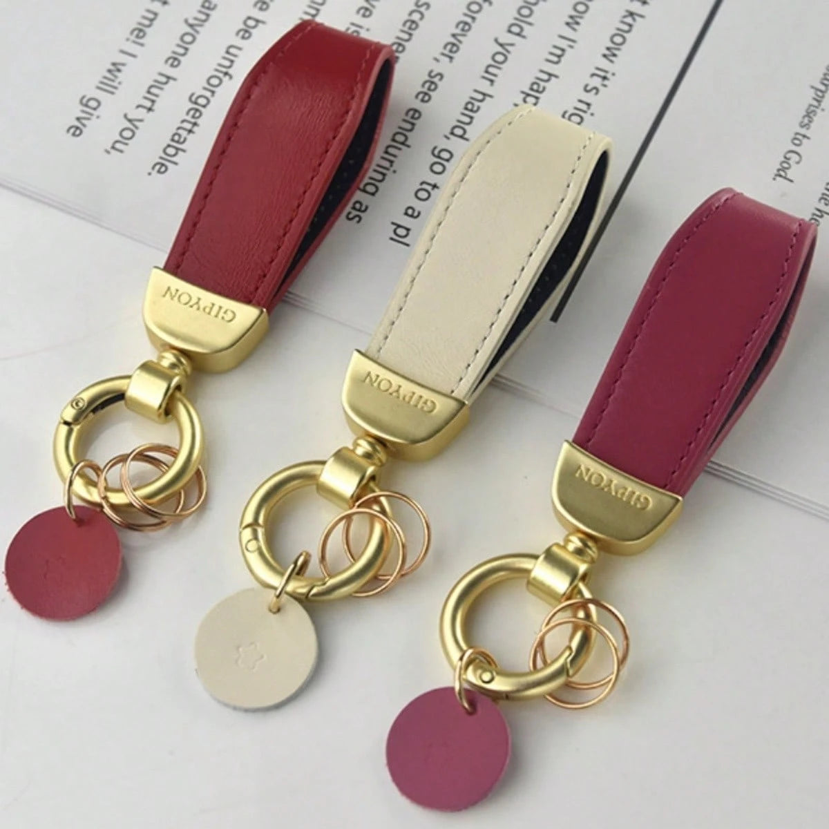 AD Top Grain Leather Key Strap Car Keychain Pendant Key Ring, Business Gift