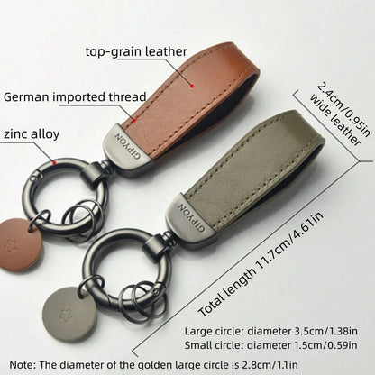 AD Top Grain Leather Key Strap Car Keychain Pendant Key Ring, Business Gift