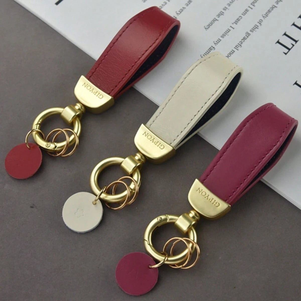 AD Top Grain Leather Key Strap Car Keychain Pendant Key Ring, Business Gift
