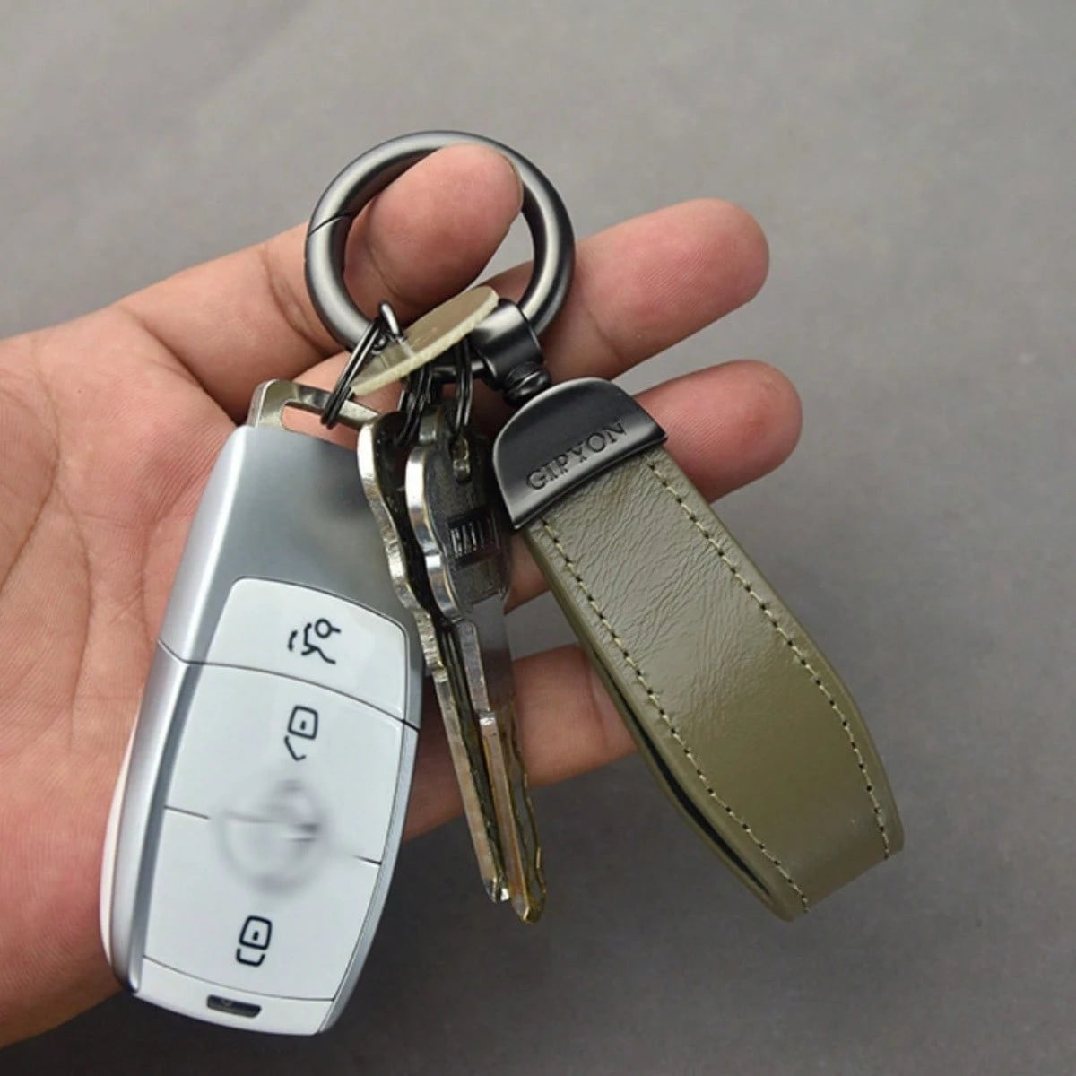 AD Top Grain Leather Key Strap Car Keychain Pendant Key Ring, Business Gift