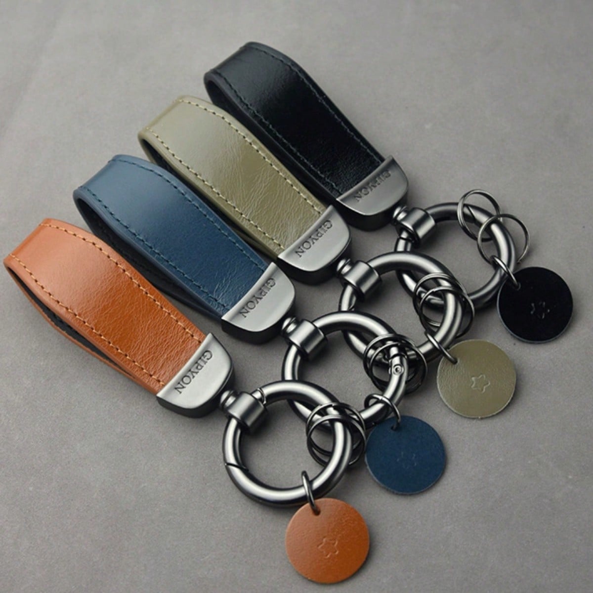 AD Top Grain Leather Key Strap Car Keychain Pendant Key Ring, Business Gift