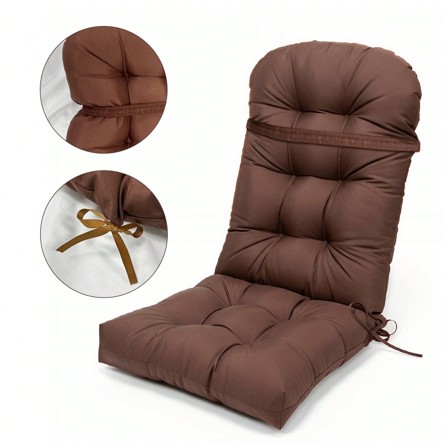 Adirondack Chair Cushion, 110x50x10cm Waterproof Tufted Patio Chair Pad With Elastic Straps, Dome-Shaped Colorfast Cushion For Indoor/Outdoor Use, High-Back Thickened Rocking Chair Seat Cushion For Pa