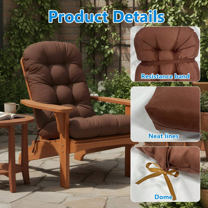 Adirondack Chair Cushion, 110x50x10cm Waterproof Tufted Patio Chair Pad With Elastic Straps, Dome-Shaped Colorfast Cushion For Indoor/Outdoor Use, High-Back Thickened Rocking Chair Seat Cushion For Pa