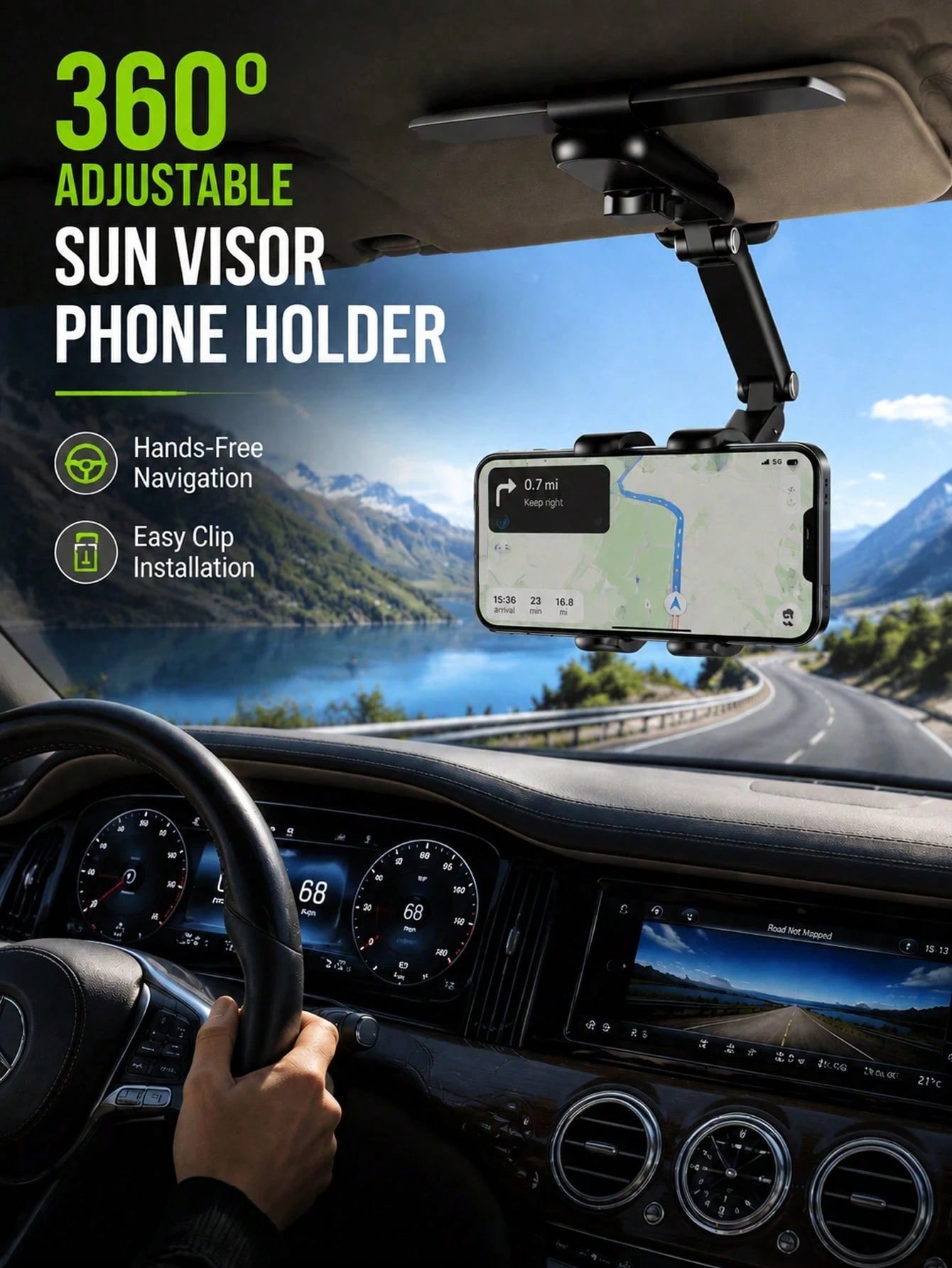 Adjustable Cantilever Sun Visor Multi-Joint Long Arm Fashionable Car Phone Holder Multifunctional Suitable For Navigation And Universal Car Accessories, Gift For Men Women