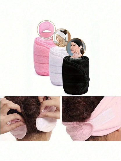 Adjustable Head Bands Solid Color Non Slip Hair Hoops Suitable For Spa Face Washing Skin Care Make Up Head Bands Adjustable Wide Hairband Yoga Spa Bath Shower Makeup Wash Face Cosmetic Headband For Wo