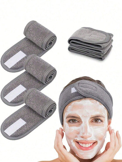 Adjustable Head Bands Solid Color Non Slip Hair Hoops Suitable For Spa Face Washing Skin Care Make Up Head Bands Adjustable Wide Hairband Yoga Spa Bath Shower Makeup Wash Face Cosmetic Headband For Wo