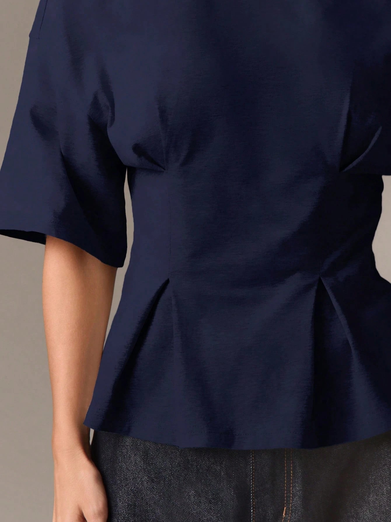 AiiRZ Peplum T Shirt With Cinched Waist And Flare Hem Design For Casual Office Wear