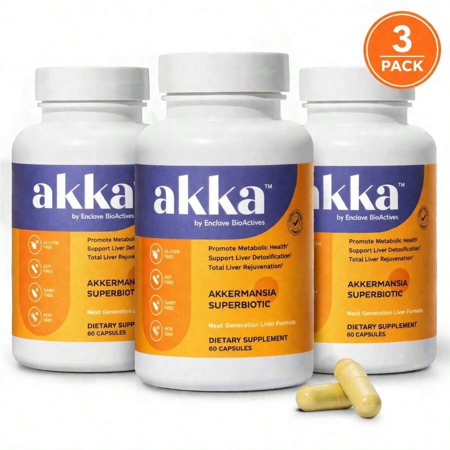 AKKA 3 Pack Premium Liver Cleanse Detox & Repair Superbiotic- Supports Liver Health & Function, Boosts Energy, Digestion & Metabolism With Bioavailable Pasteurized Akkermansia, Non-GMO, Gluten-Free