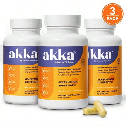 AKKA 3 Pack Premium Liver Cleanse Detox & Repair Superbiotic- Supports Liver Health & Function, Boosts Energy, Digestion & Metabolism With Bioavailable Pasteurized Akkermansia, Non-GMO, Gluten-Free