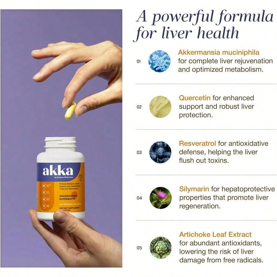AKKA 3 Pack Premium Liver Cleanse Detox & Repair Superbiotic- Supports Liver Health & Function, Boosts Energy, Digestion & Metabolism With Bioavailable Pasteurized Akkermansia, Non-GMO, Gluten-Free