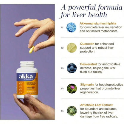 AKKA 3 Pack Premium Liver Cleanse Detox & Repair Superbiotic- Supports Liver Health & Function, Boosts Energy, Digestion & Metabolism With Bioavailable Pasteurized Akkermansia, Non-GMO, Gluten-Free