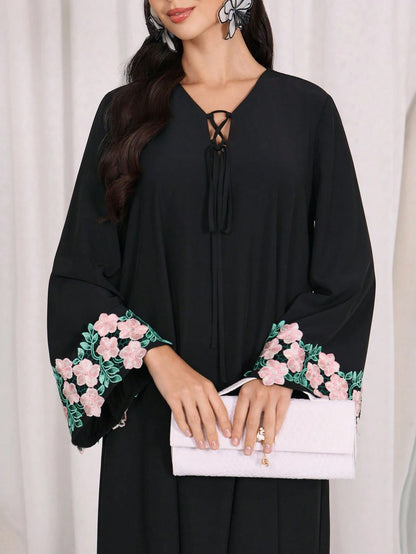 Al Najma V-Neck Long Sleeve Loose Fit Women's Arabian Dress