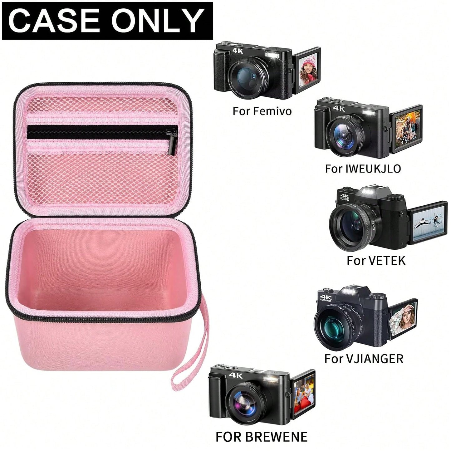 ALKOO Vlogging Camera Case Compatible With Duluvulu TEBNGIHNM Zheozeig Oiadek 4K Digital Camera Travel Storage Bag For Lens Cable Accessories Gear Case Only