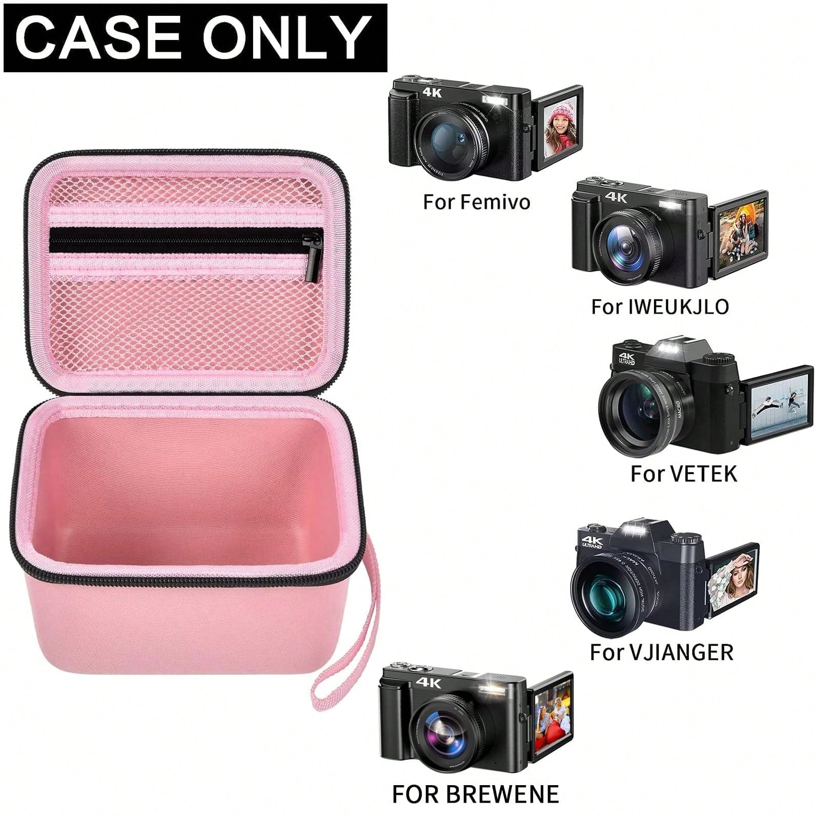 ALKOO Vlogging Camera Case Compatible With Duluvulu TEBNGIHNM Zheozeig Oiadek 4K Digital Camera Travel Storage Bag For Lens Cable Accessories Gear Case Only