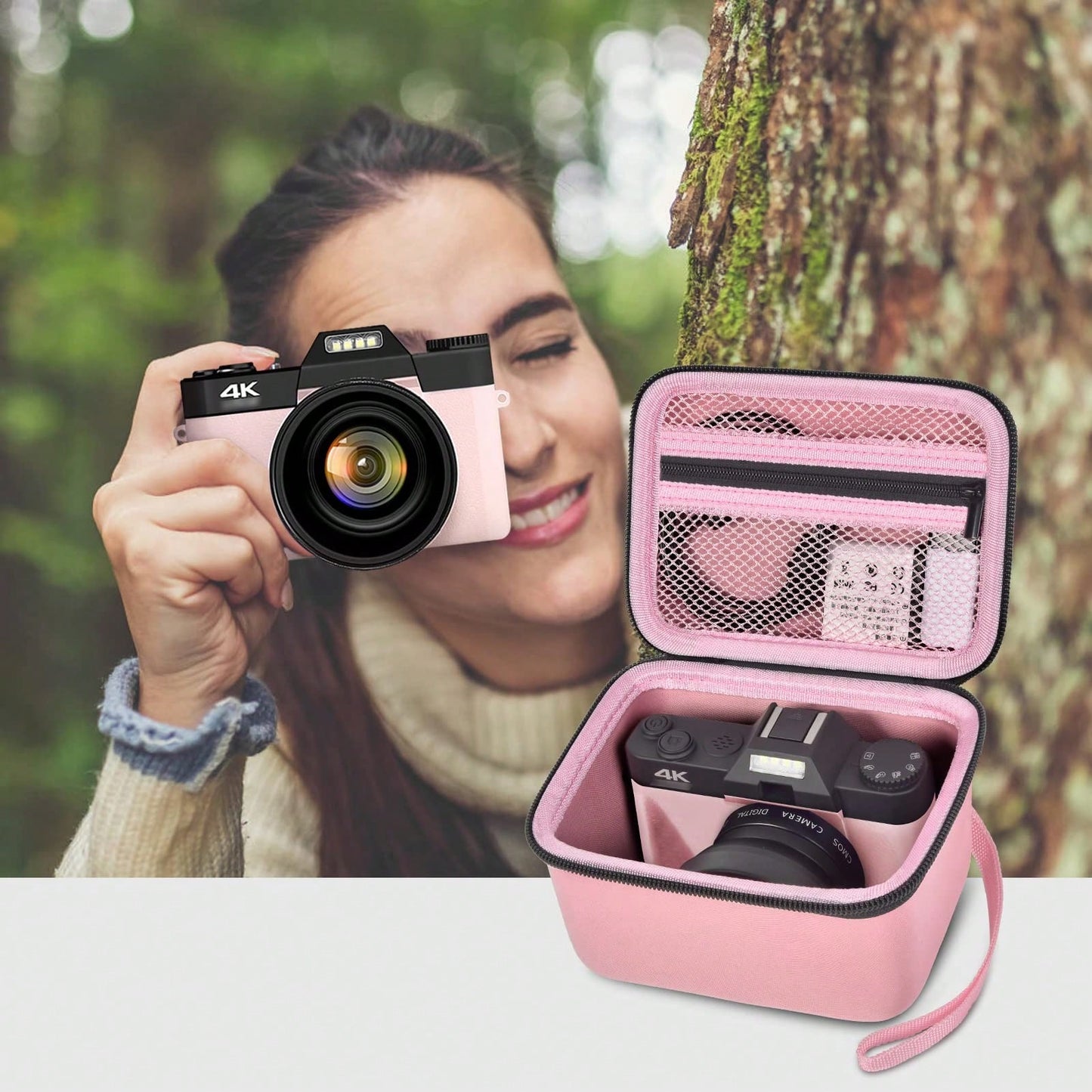 ALKOO Vlogging Camera Case Compatible With Duluvulu TEBNGIHNM Zheozeig Oiadek 4K Digital Camera Travel Storage Bag For Lens Cable Accessories Gear Case Only