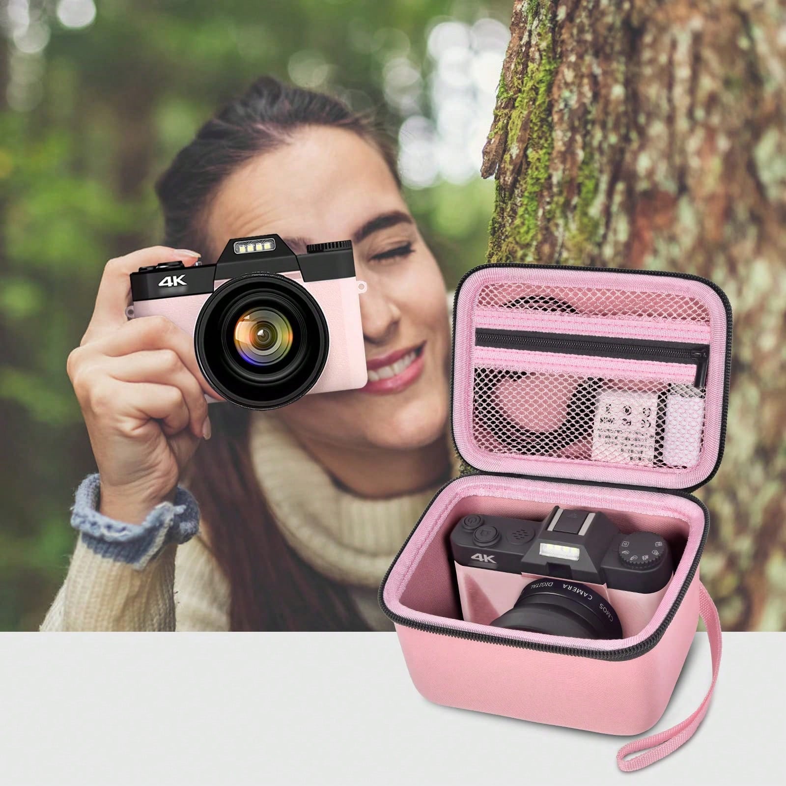 ALKOO Vlogging Camera Case Compatible With Duluvulu TEBNGIHNM Zheozeig Oiadek 4K Digital Camera Travel Storage Bag For Lens Cable Accessories Gear Case Only