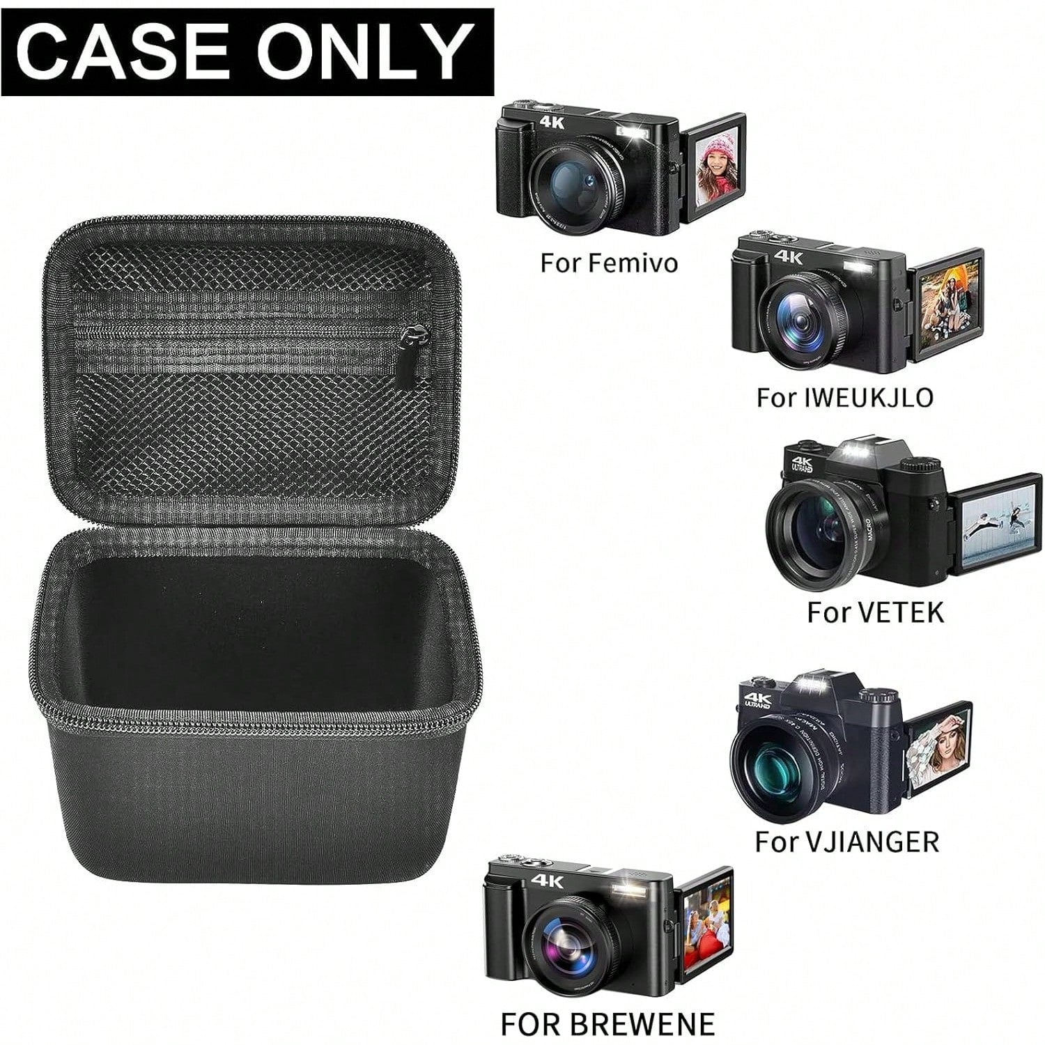 ALKOO Vlogging Camera Case Compatible With Duluvulu TEBNGIHNM Zheozeig Oiadek 4K Digital Camera Travel Storage Bag For Lens Cable Accessories Gear Case Only