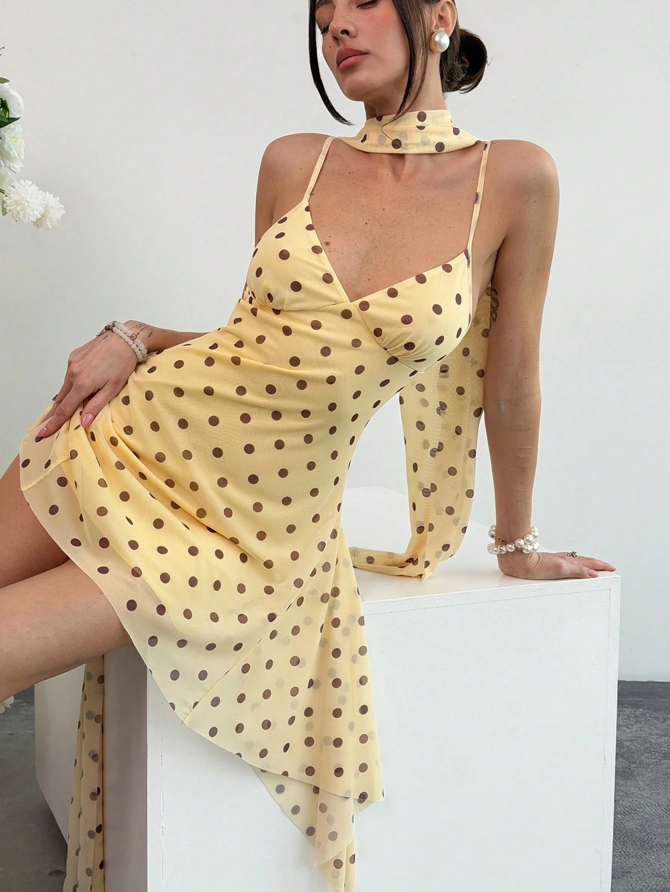 Aloruh Spring Vacation Spaghetti Strap Flowy Bodycon Asymmetrical Hem Green Floral Mini Dress For Women,Dresses For Women Summer