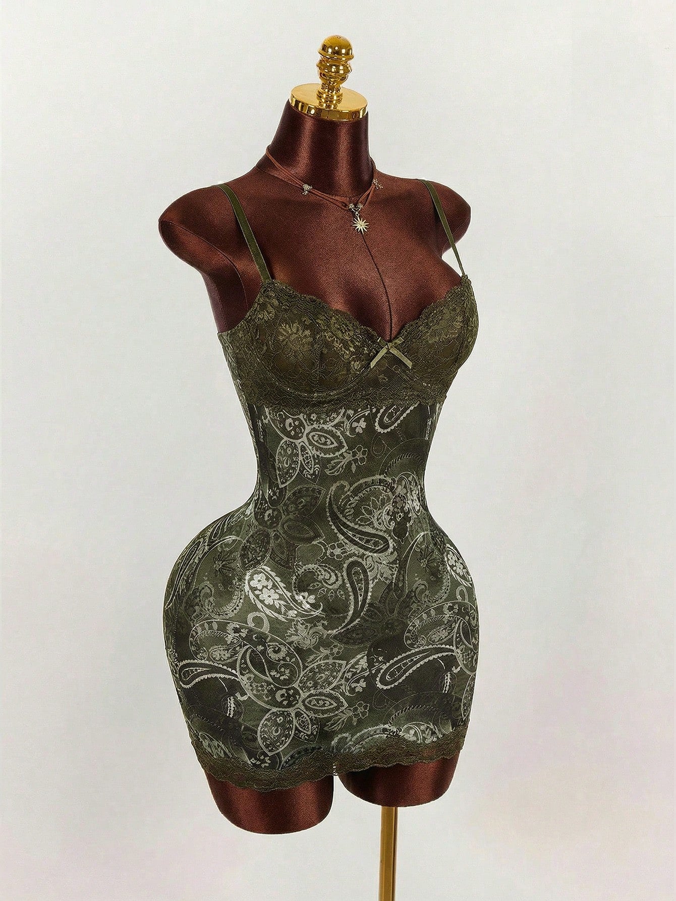 Amplova Lace Cup Detail Tropical Floral Mesh Bodycon Mini Dress,Bohemian Tropical Sexy Clothes Vacation Night Out Burnt Orange Summer