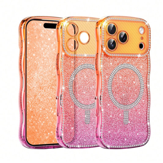 And Non-Yellowing.Wave Magnetic Star Diamond Case For Apple 17/16/15/14/13, 16Pro Dual-Color Starry Sky Anti-Shock Full-Coverage Soft TPU Case Versatile Gift For Women-Perfect For Moms, Best Friends