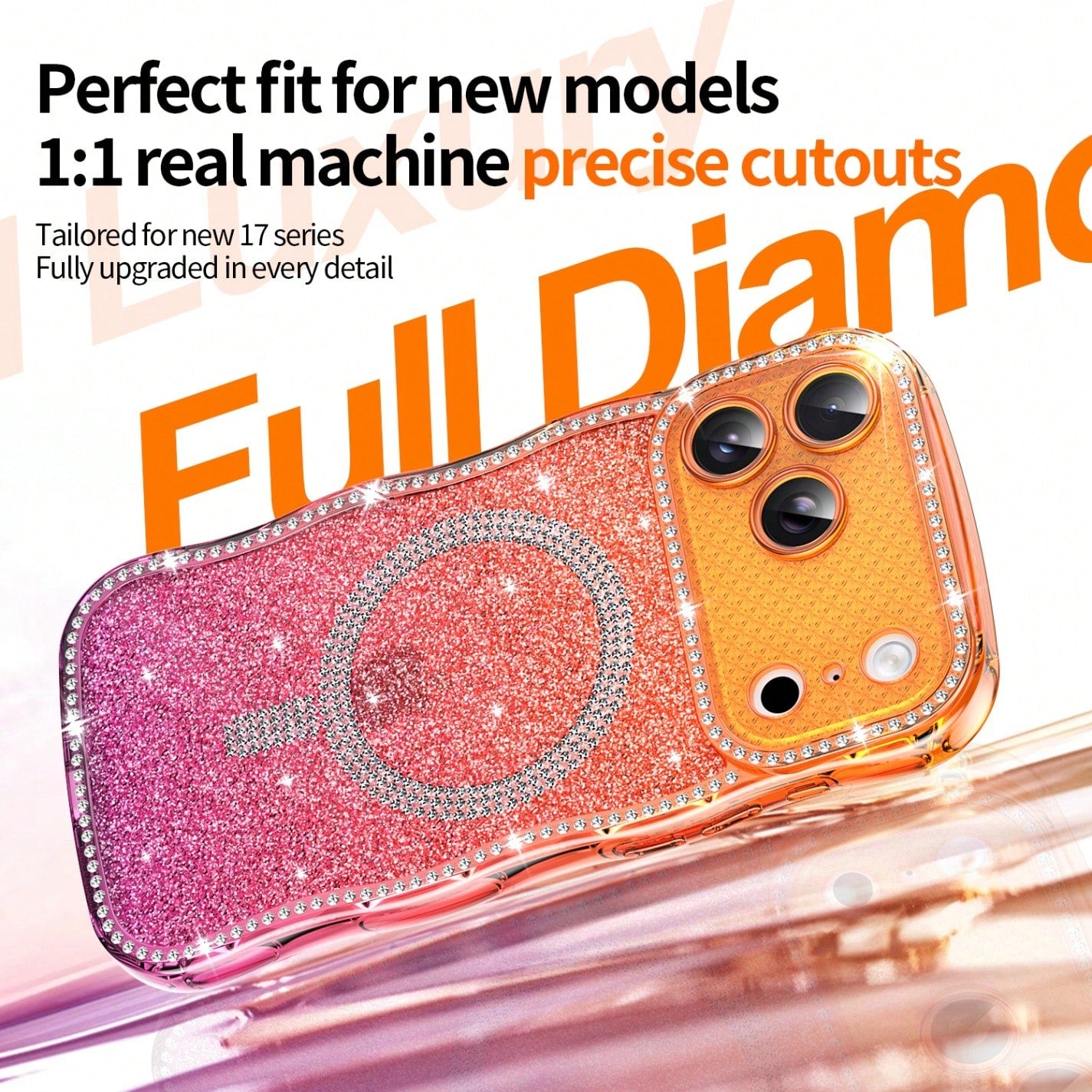 And Non-Yellowing.Wave Magnetic Star Diamond Case For Apple 17/16/15/14/13, 16Pro Dual-Color Starry Sky Anti-Shock Full-Coverage Soft TPU Case Versatile Gift For Women-Perfect For Moms, Best Friends
