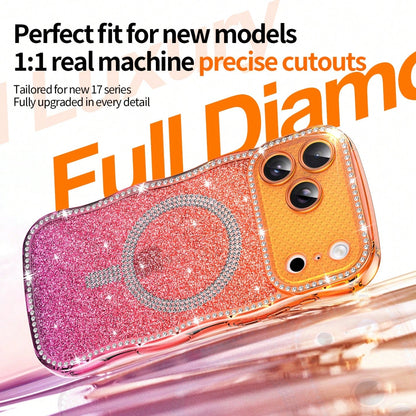 And Non-Yellowing.Wave Magnetic Star Diamond Case For Apple 17/16/15/14/13, 16Pro Dual-Color Starry Sky Anti-Shock Full-Coverage Soft TPU Case Versatile Gift For Women-Perfect For Moms, Best Friends
