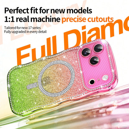 And Non-Yellowing.Wave Magnetic Star Diamond Case For Apple 17/16/15/14/13, 16Pro Dual-Color Starry Sky Anti-Shock Full-Coverage Soft TPU Case Versatile Gift For Women-Perfect For Moms, Best Friends