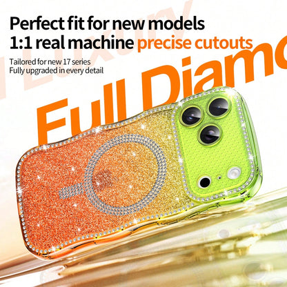 And Non-Yellowing.Wave Magnetic Star Diamond Case For Apple 17/16/15/14/13, 16Pro Dual-Color Starry Sky Anti-Shock Full-Coverage Soft TPU Case Versatile Gift For Women-Perfect For Moms, Best Friends