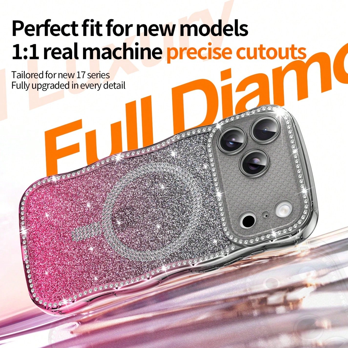 And Non-Yellowing.Wave Magnetic Star Diamond Case For Apple 17/16/15/14/13, 16Pro Dual-Color Starry Sky Anti-Shock Full-Coverage Soft TPU Case Versatile Gift For Women-Perfect For Moms, Best Friends