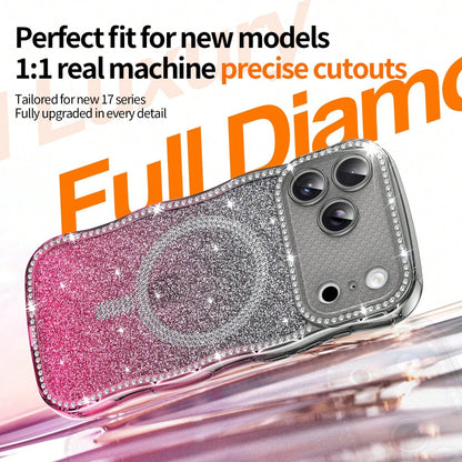 And Non-Yellowing.Wave Magnetic Star Diamond Case For Apple 17/16/15/14/13, 16Pro Dual-Color Starry Sky Anti-Shock Full-Coverage Soft TPU Case Versatile Gift For Women-Perfect For Moms, Best Friends