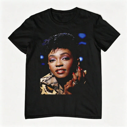 Anita Baker Vintage R&B Singer Portrait Graphic T-Shirt, Soul Music Fan Tee, Casual Cotton Crew Neck Top, Summer Tops For Women