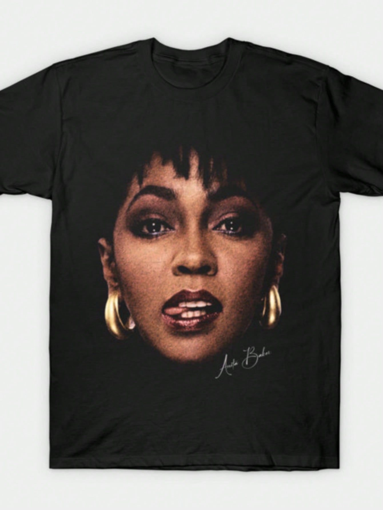 Anita Baker Vintage R&B Singer Portrait Graphic T-Shirt, Soul Music Fan Tee, Casual Cotton Crew Neck Top, Summer Tops For Women