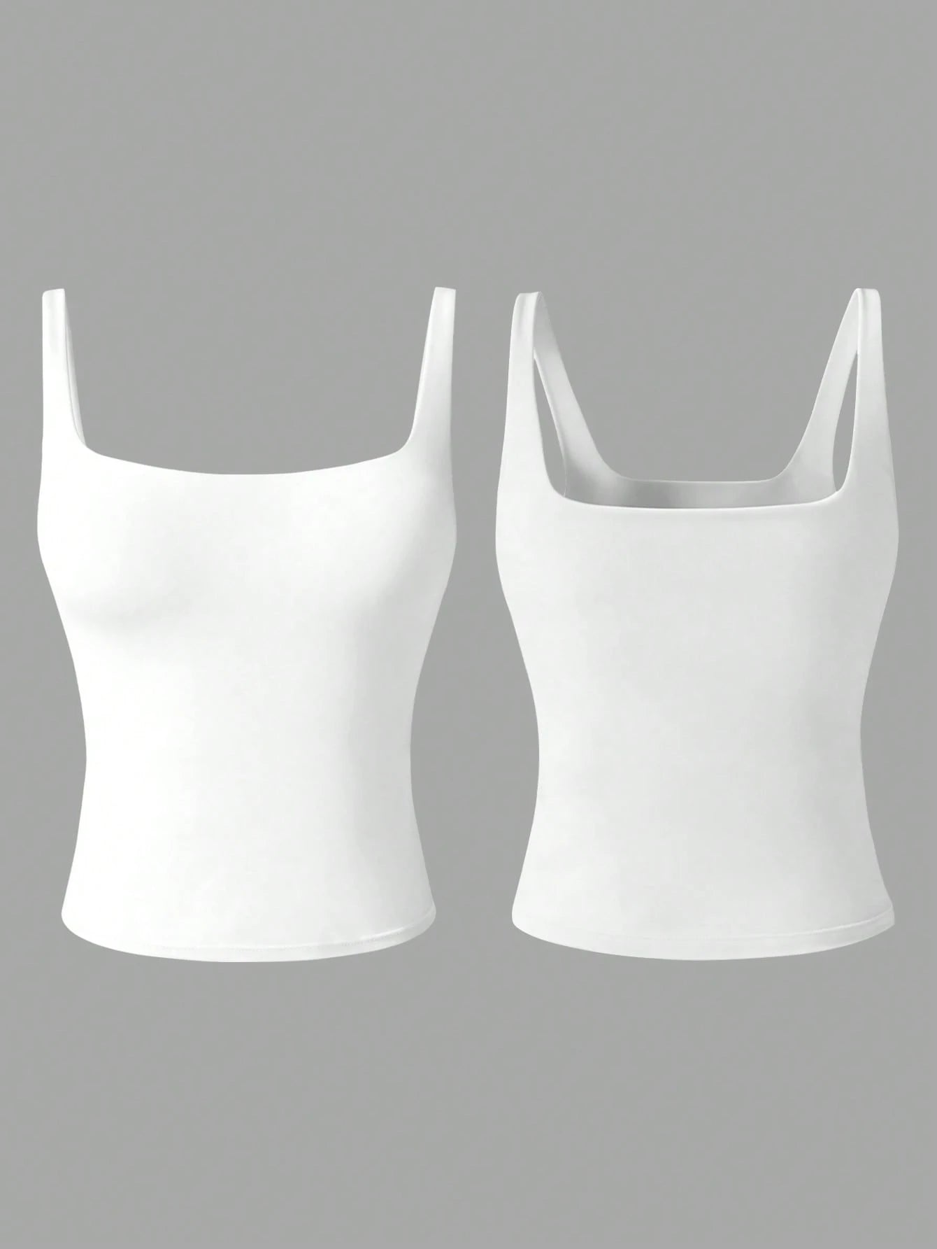 Aoqta Sports Women's Casual Knit Square Neck Cami Tank Top With Built-In Pads,Basic Solid Color Top For Yoga,Daily Wear,Training,Going Out,Business