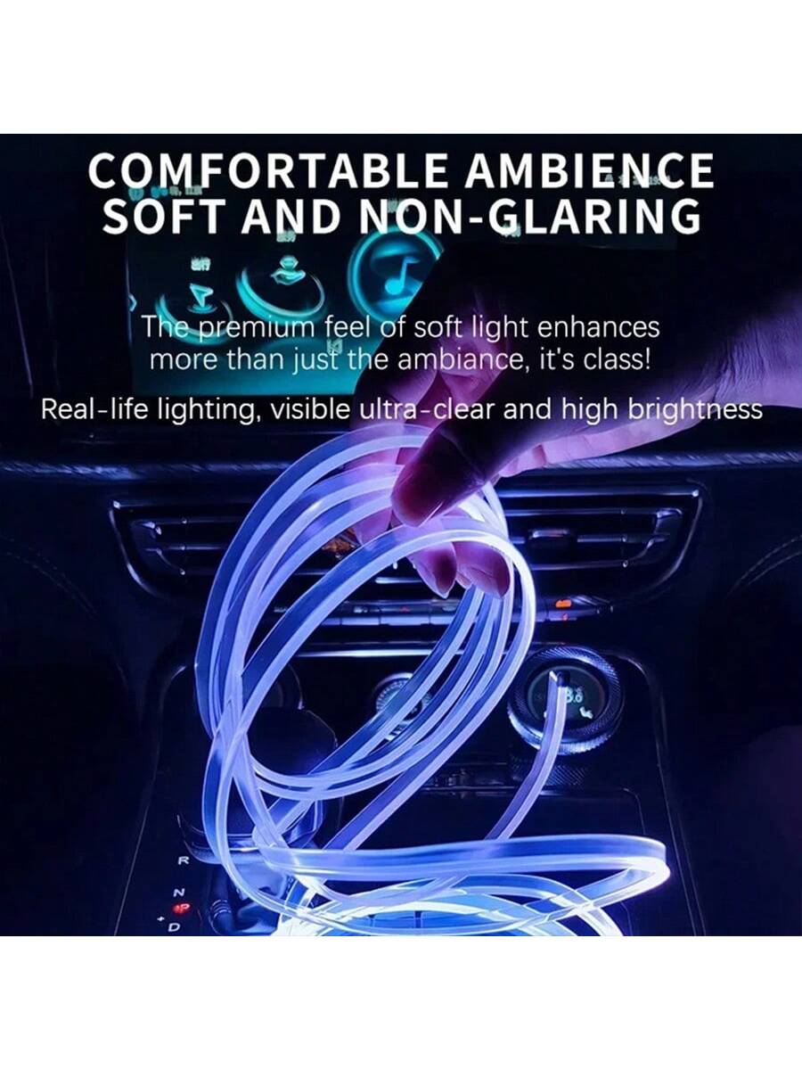 APP Control Car Interior LED Light Bar, RGB 5 In 1 Ambient Light Kit, 275.59 Inch Fiber Optic 8 Color Car Neon Lights Synchronized Music, Automotive Products LED Strip Lights, Car Accessories Dirt Bik