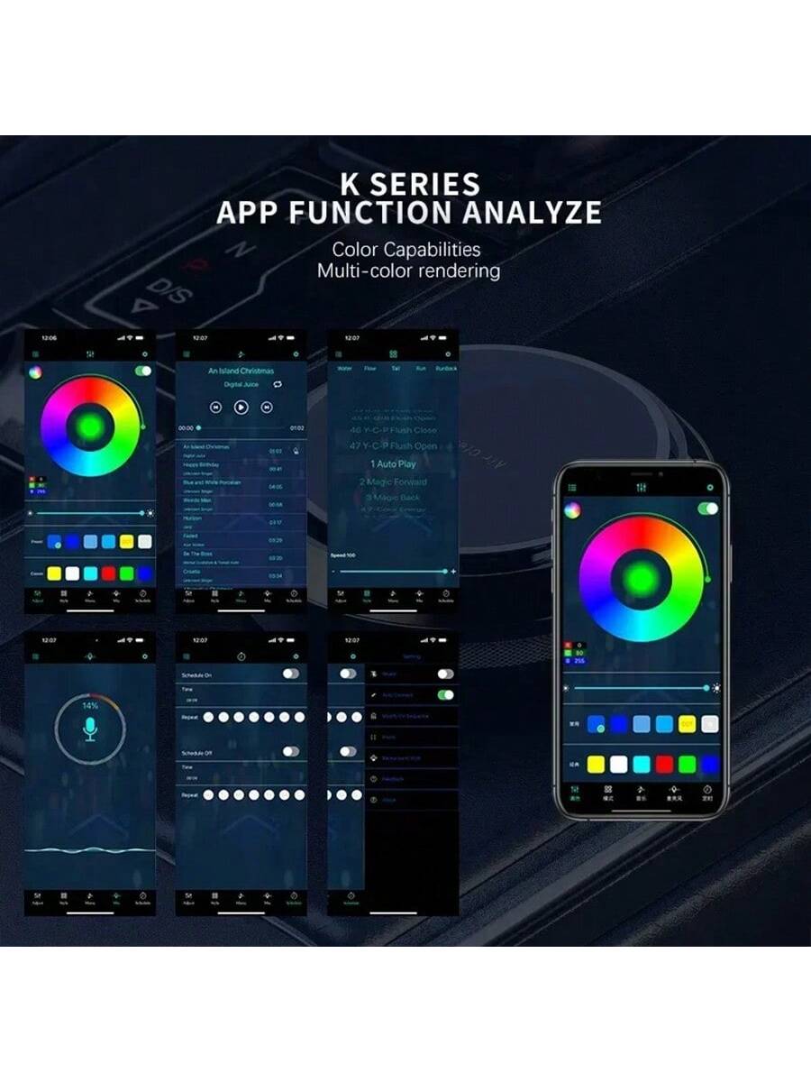 APP Control Car Interior LED Light Bar, RGB 5 In 1 Ambient Light Kit, 275.59 Inch Fiber Optic 8 Color Car Neon Lights Synchronized Music, Automotive Products LED Strip Lights, Car Accessories Dirt Bik