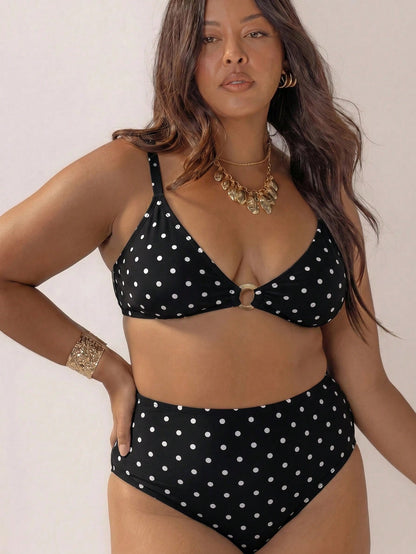 Aralina Women's Swimwear 3pcs Fabric Detail Two Pieces Bikini Set With Highwaisted Bottom Including Swim Bag Perfect For Beach Outfits Summer Outfits