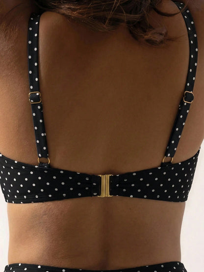 Aralina Women's Swimwear 3pcs Fabric Detail Two Pieces Bikini Set With Highwaisted Bottom Including Swim Bag Perfect For Beach Outfits Summer Outfits
