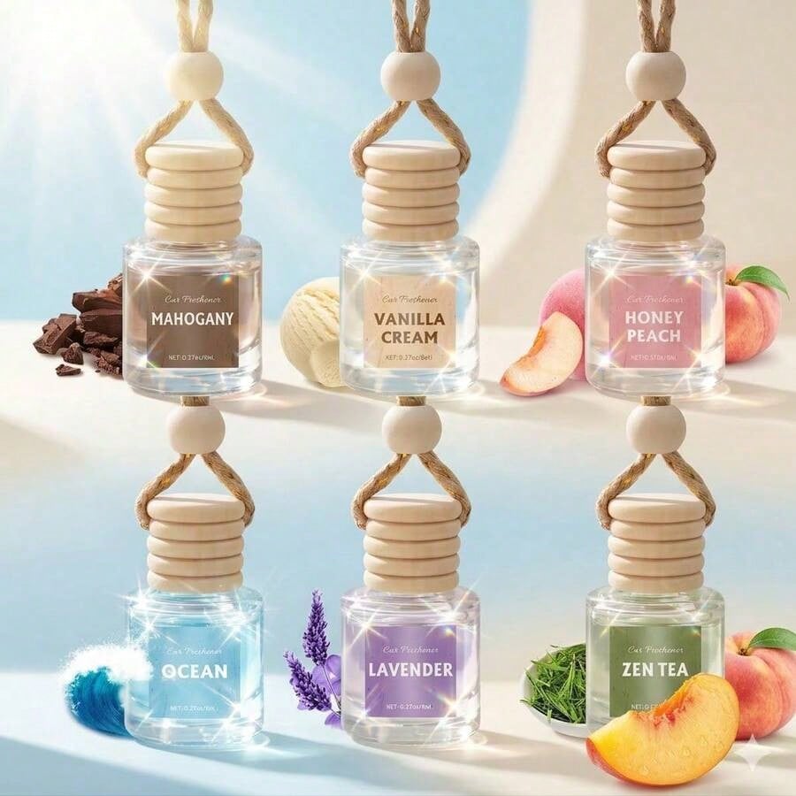 AROIC Car Freshener Women, 6 Pack Freshener Diffuser, Hanging Fragrance Essential Oil Diffuser, Long Lasting Fragrance Fresheners Scents Accessories Cute Car Interior Unisex