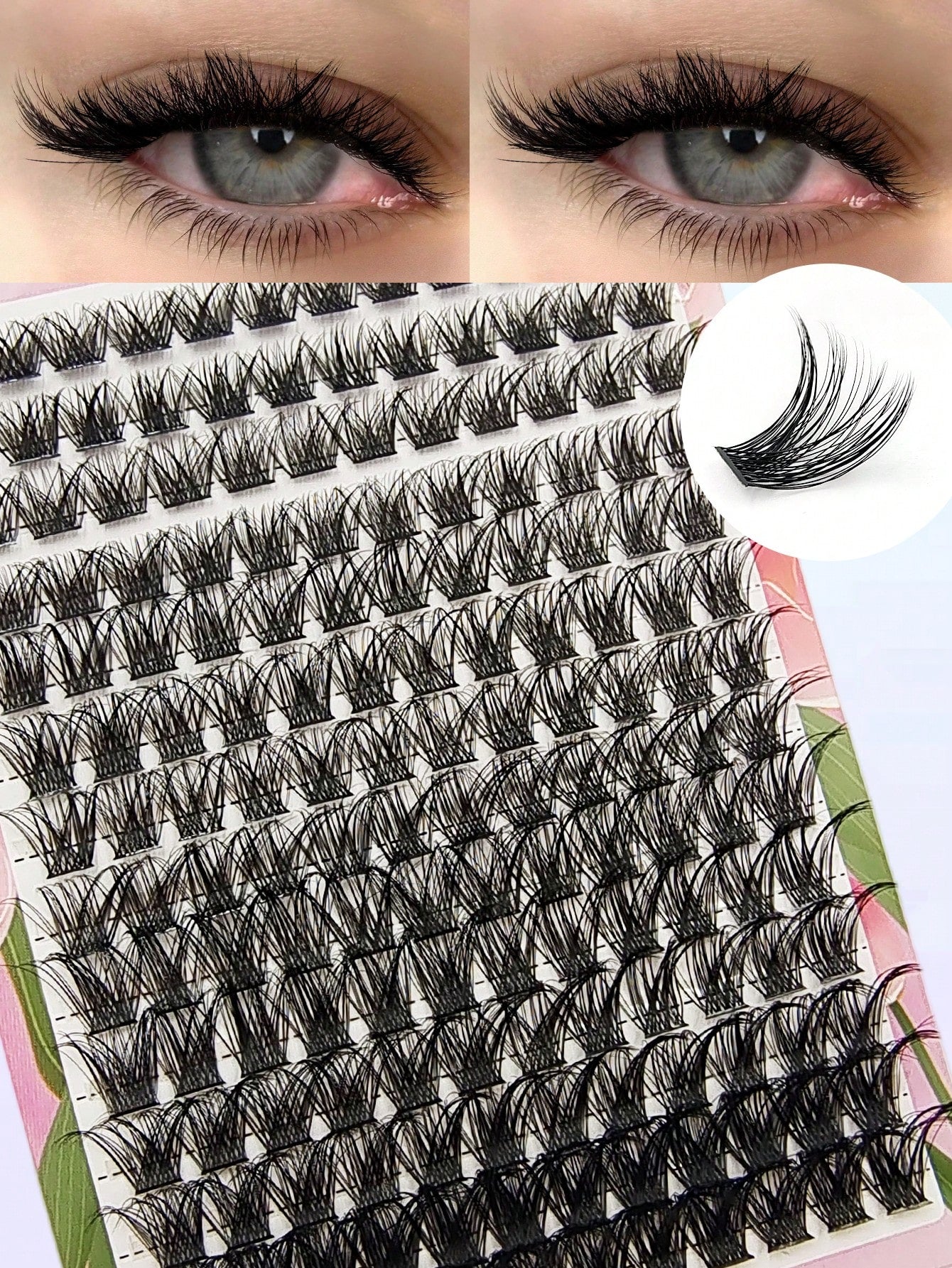 Asiteo 168pcs D-Curl Cluster False Eyelashes 8-16mm Thin Single Strand Natural Fluffy Cluster Lashes DIY Eyelash Extension Easy Application Makeup Tool, Suitable For Beginners, Daily, Party, Travel, M