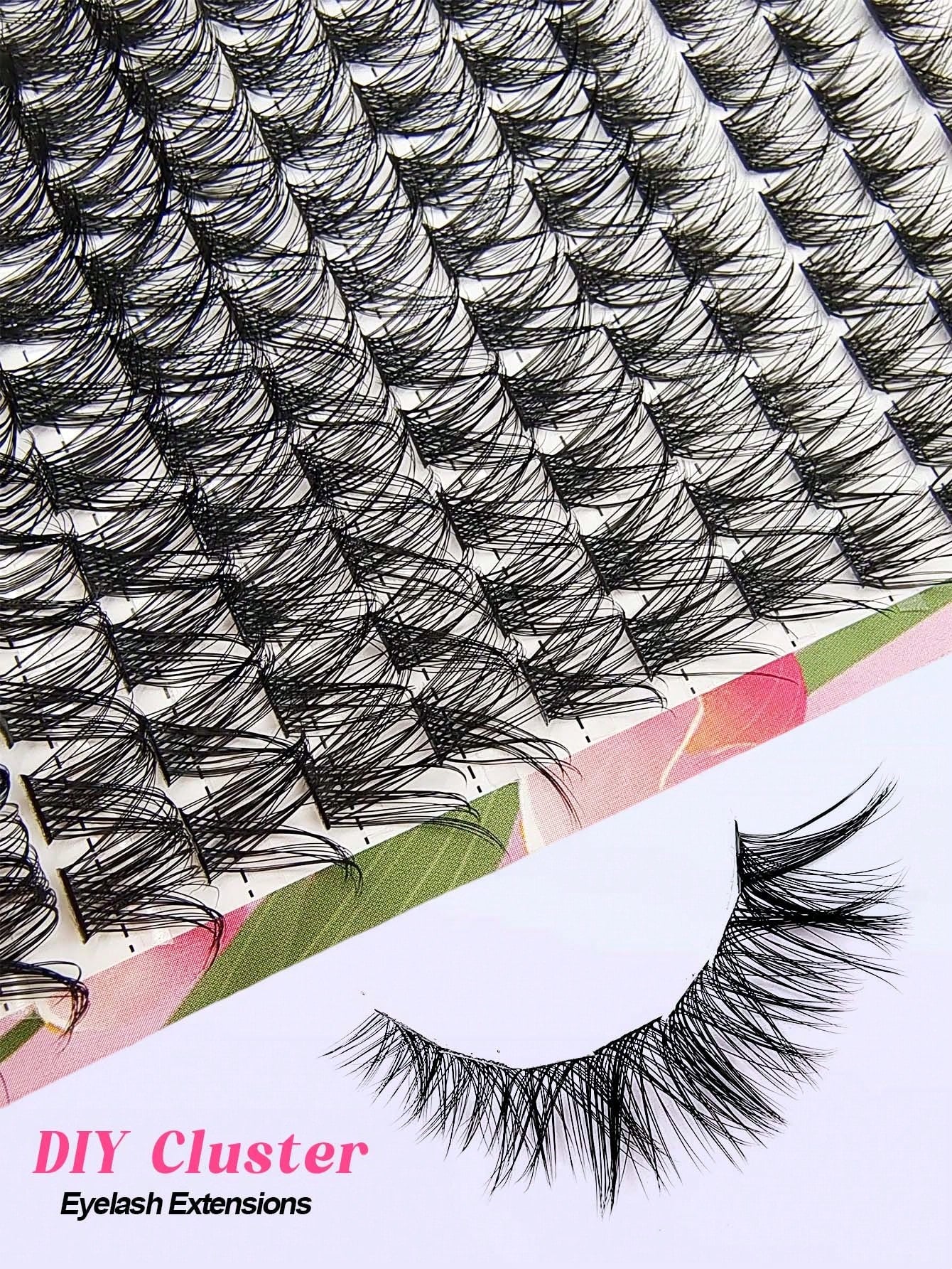Asiteo 168pcs D-Curl Cluster False Eyelashes 8-16mm Thin Single Strand Natural Fluffy Cluster Lashes DIY Eyelash Extension Easy Application Makeup Tool, Suitable For Beginners, Daily, Party, Travel, M