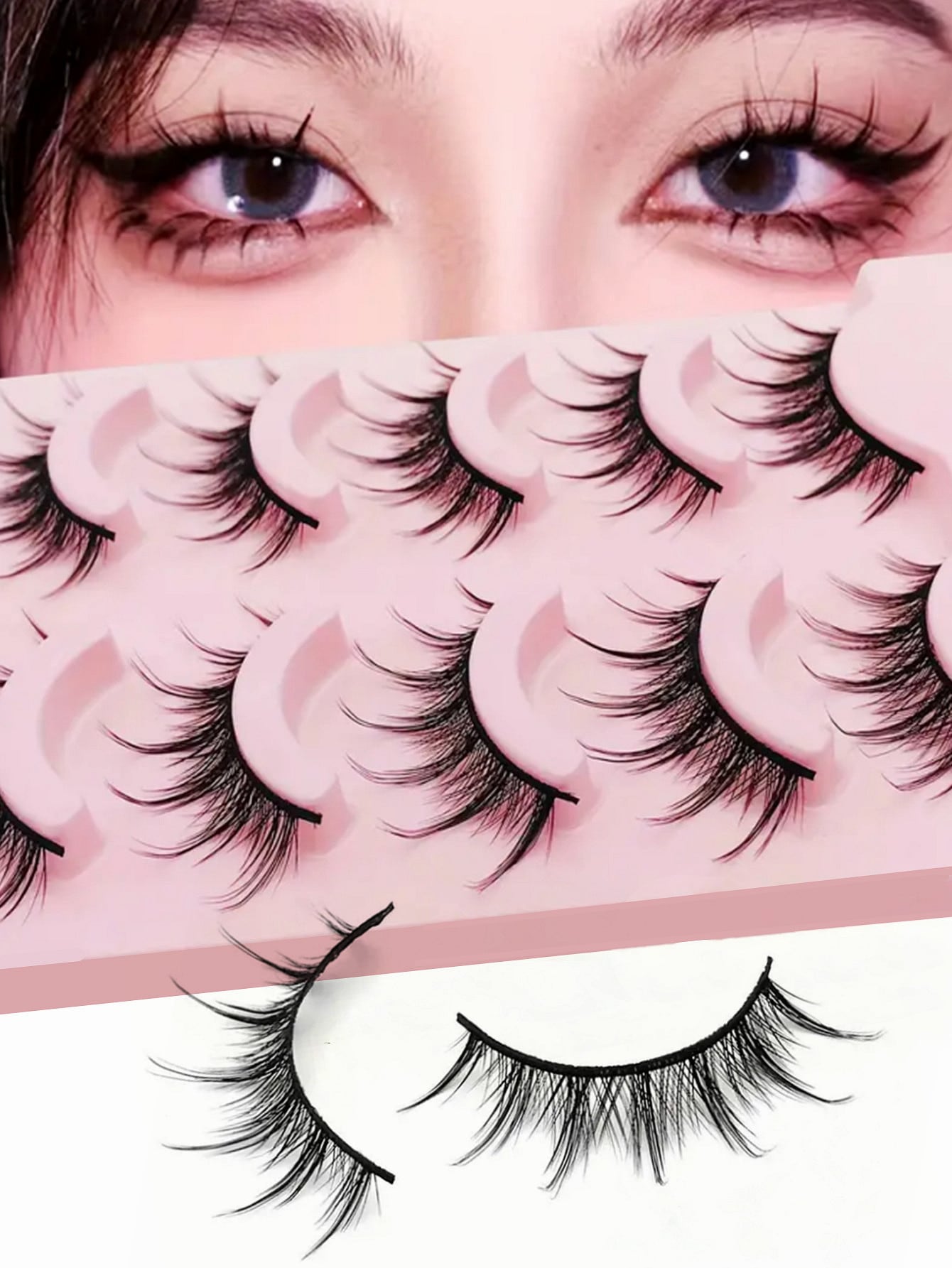Asiteo 5 Pairs Cartoon Anime False Eyelashes, Natural & Realistic, Faux Mink, Lightweight & Fluffy, 3D Thick, Korean/Japanese/Asian Style, Cosplay Lashes