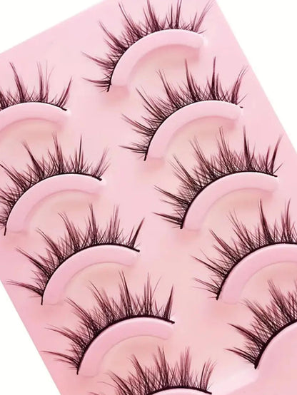 Asiteo 5 Pairs Cartoon Anime False Eyelashes, Natural & Realistic, Faux Mink, Lightweight & Fluffy, 3D Thick, Korean/Japanese/Asian Style, Cosplay Lashes