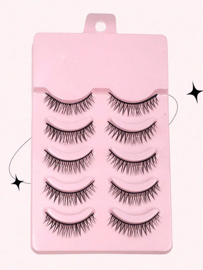 Asiteo 5 Pairs Cartoon Anime False Eyelashes, Natural & Realistic, Faux Mink, Lightweight & Fluffy, 3D Thick, Korean/Japanese/Asian Style, Cosplay Lashes