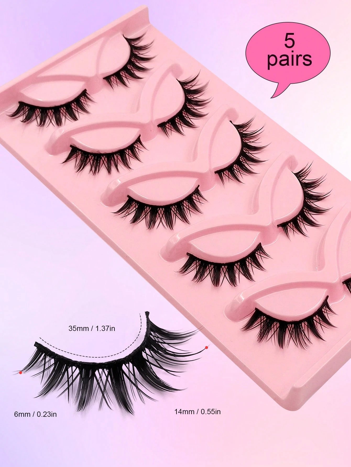 Asiteo 5 Pairs Spiky Manga Lashes Japanese Style Anime Thick Cosplay Lashes, Natural Look Wispy Faux Mink Lashes Full Strip Doll Lashes